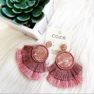 Pink Tassel Earrings Round Acrylic